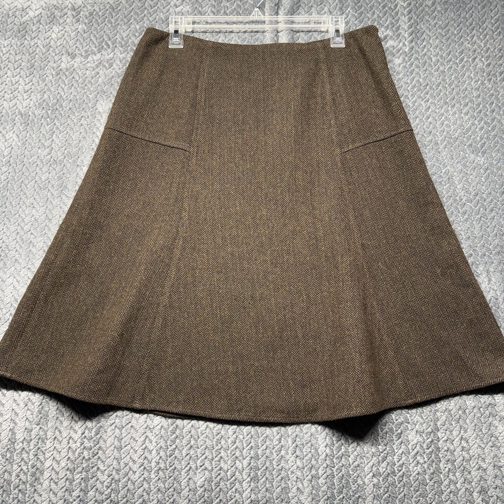 Sundance Skirt Women’s Size 12 Brown Wool Blend Herringbone A-Line Lined